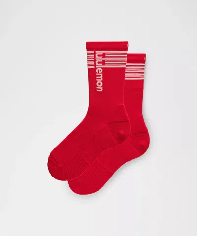 Lululemon Unisex Power Stride Crew Socks In Red