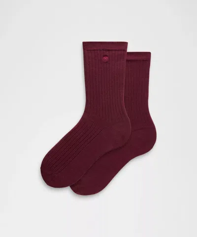 Lululemon Unisex Ribbed Cotton-blend Crew Socks In Purple