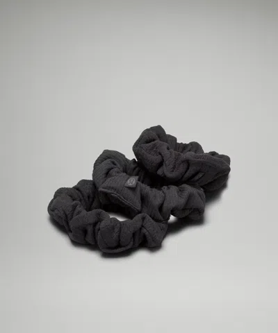 Lululemon Uplifting Scrunchies Textured 3 Pack In Black