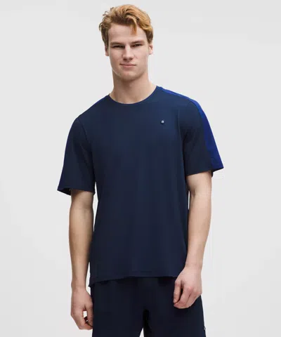 Lululemon Uv-protective Mesh Panelled Tennis Shirt In Blue