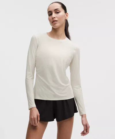 Lululemon Uv-protective Side Ruched Running Long Sleeve In White