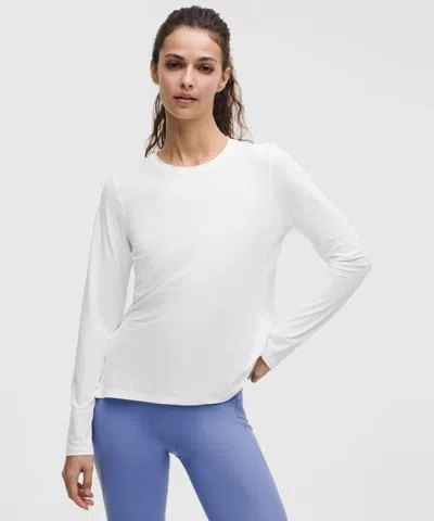 Lululemon Uv-protective Side Ruched Running Long Sleeve In White