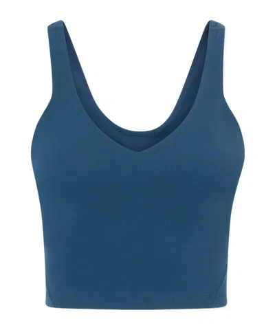 Lululemon V-neck Wide-strap Cropped Sports Tank Top In Blue