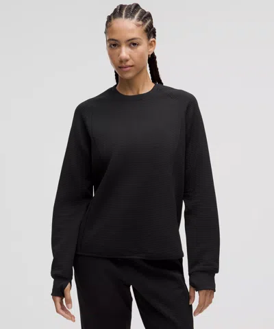 Lululemon Waffle-knit Crewneck Long-sleeve Shirt In Black