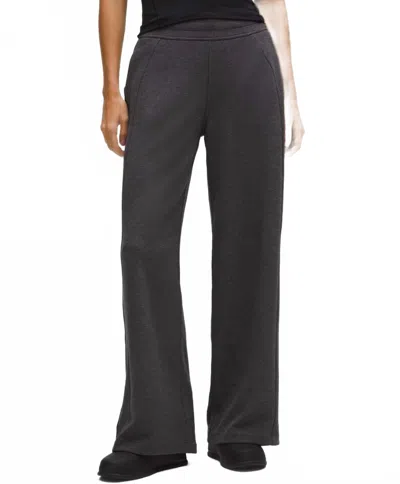 Lululemon Waffle Scuba Mid Rise Wide Leg Pant In Heathered Graphite Grey In Black