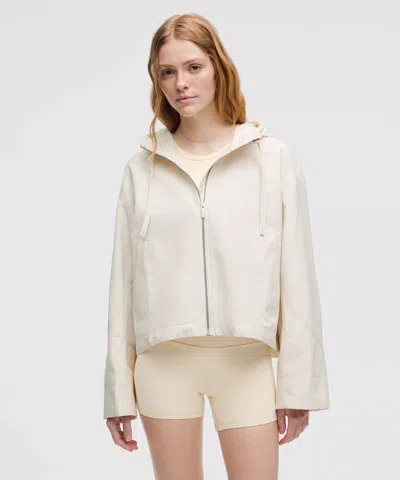 Lululemon Water-resistant Cropped Hooded Jacket In White