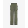 LULULEMON LULULEMON WOMEN'S ARMY GREEN CARGO DOUBLE-KNIT STRAIGHT-LEG MID-RISE RECYCLED POLYESTER-BLEND TROUSE