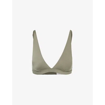 Lululemon Womens Army Green Seriously Soft Plunge-neck Stretch-woven Triangle Bra