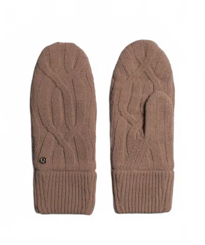 Lululemon Women's Cable-knit Fleece-lined Mittens In Taupetastic In Brown
