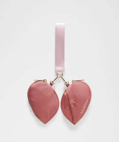 Lululemon Women's Heart Dual Pouch Wristlet In Spiced Chai / Pink Haze / Gold