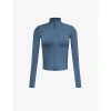 LULULEMON LULULEMON WOMEN'S IRON BLUE DEFINE FUNNEL-NECK STRETCH-KNIT JACKET