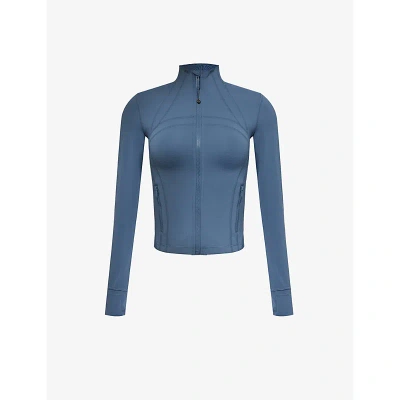 Lululemon Womens Iron Blue Define Funnel-neck Stretch-knit Jacket