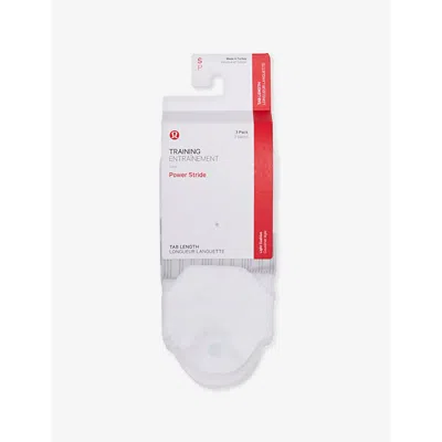 Lululemon Womens White Power Stride Pack Of Three Stretch-woven Socks