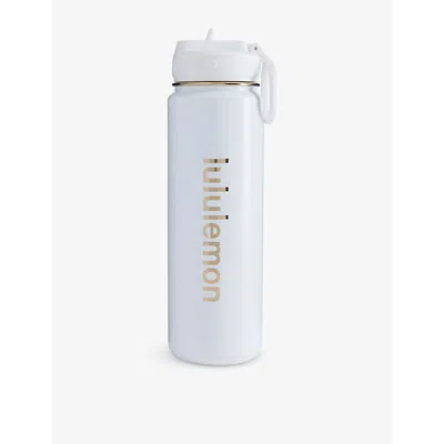 Lululemon Womens Back To Life Straw-lid Steel Sport Bottle 24oz White