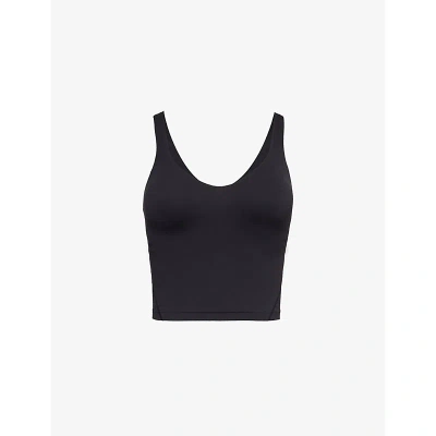 Lululemon Womens Black Align Cropped Stretch-woven Top