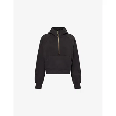 Lululemon Womens Black Gold Scuba Oversized Half-zip Cotton-blend Hoody Xl/xxl
