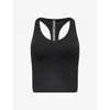 Lululemon Womens Black Heather Halo Performance Scoop-neck Cropped Stretch-recycled Polyester Top Xl