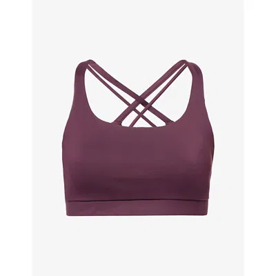 Lululemon Womens Black Plum Energy Evolve Padded-cups Sports Bra Xl In Purple