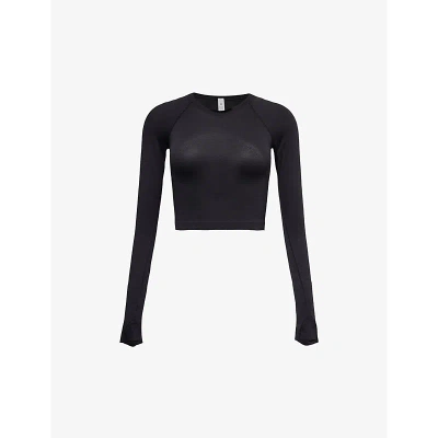 Lululemon Swiftly Tech 2.0 Cropped Recycled-polyester Top In Black/black