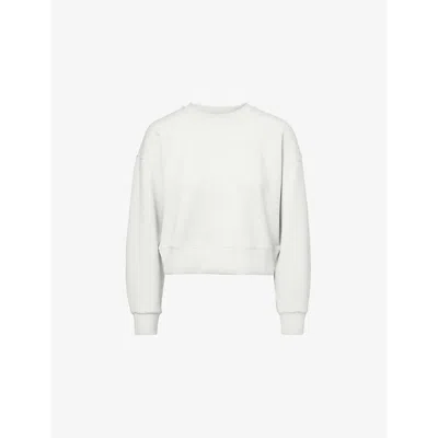 Lululemon Womens Bone Softstreme Oversized Cropped Crewneck Jersey Sweatshirt
