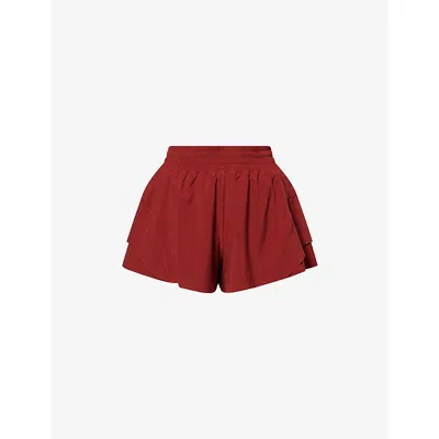 Lululemon Womens Cranberry Charm Shake It Out High-rise Shell Running Shorts 2.5in In Burgundy