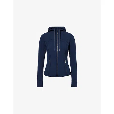 Lululemon Womens Define Nulu Hooded Stretch-woven Jacket True Navy Mirror Silver