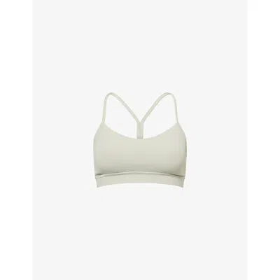 Lululemon Womens Fog Green Flow Y Nulu Scoop-neck Stretch-woven Sports Bra