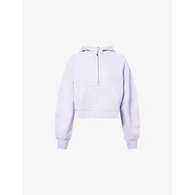 Lululemon Womens Lavender Frost Half-zip Embroidered-logo Cotton-blend Hoody Xs In Purple