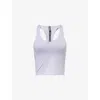 Lululemon Womens Lavender Mist Heather Halo Performance Scoop-neck Cropped Stretch-recycled Polyester Top Xl