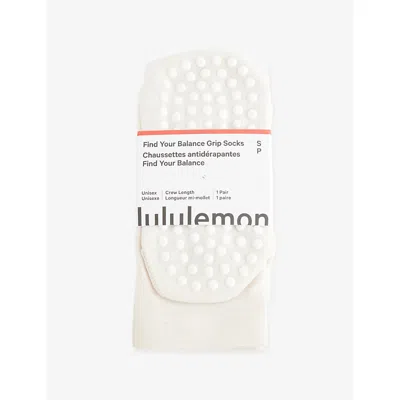 Lululemon Womens Light Ivory Find Your Balance Grip Mesh Socks In White