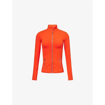 Lululemon Womens Cherry Ember/mirror Slv Define Nulu Cropped Stretch-woven Jacket In Orange