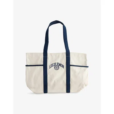 Lululemon Womens Daily Collegiate Canvas Tote Bag Natural/true Navy