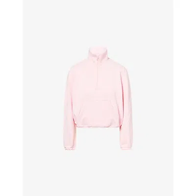 Lululemon Womens Brushed Softstreme Half Zip Sweatshirt Pink Pearl In Animal Print