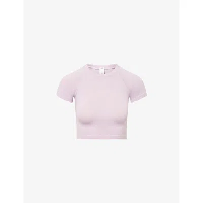 Lululemon Womens Swiftly Tech Cropped Stretch-woven Top Lilac Play/lilac Play