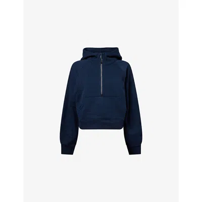 Lululemon Womens True Navy Scuba Half-zip Cotton-blend Hoody Xs In Blue