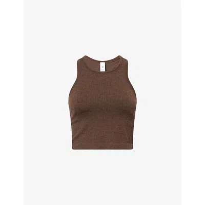 Lululemon Womens Walnut Crunch Ebb To Street Cropped Racerback Yoga Top In Brown