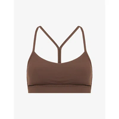 Lululemon Womens Walnut Crunch Flow Y Nulu Padded-cups Sports Bra In Brown