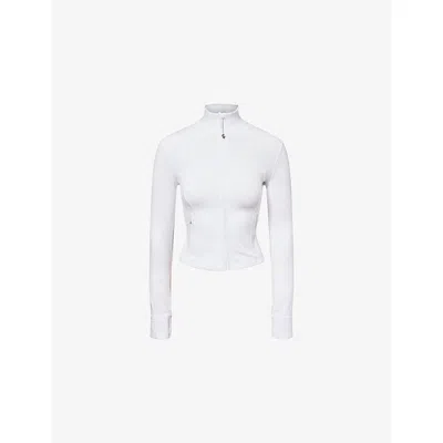 Lululemon Womens White Nulu Define Cropped Stretch-woven Jacket
