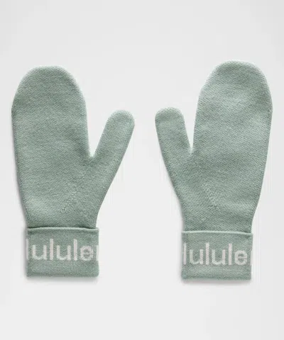 Lululemon Wordmark Merino Wool Mittens In Green