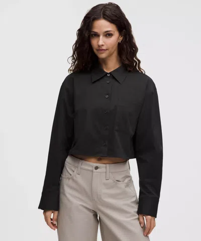 Lululemon Woven Cropped Button-up Long-sleeve Shirt In Black