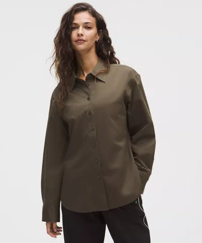 Lululemon Woven Relaxed-fit Button-up Shirt In Brown
