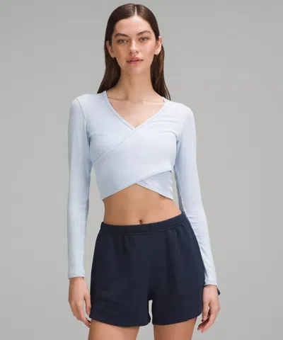 Lululemon Wrap-front Ribbed Long-sleeve Top In Blue