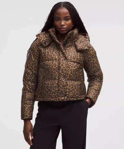 Lululemon Wunder Puff 600-down-fill Cropped Jacket In Animal Print