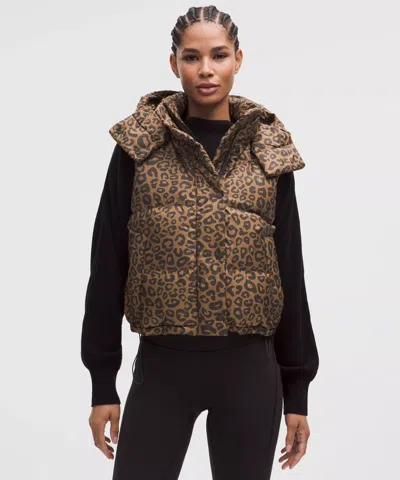 Lululemon Wunder Puff 600-down-fill Cropped Vest In Animal Print