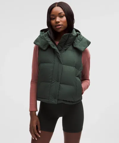 Lululemon Wunder Puff 600-down-fill Cropped Vest In Green