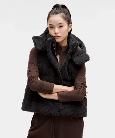 Lululemon Wunder Puff Cropped Vest Textured Fleece In Black ModeSens
