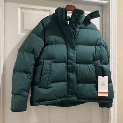 Pre-owned Lululemon Wunder Puff Jacket Everglade Green Goose Down Puffer Size : 8& 10
