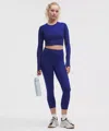 Lululemon Wunder Train High-rise Crop With Pockets 23" In Blue