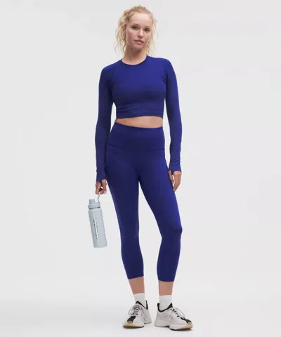Lululemon Wunder Train High-rise Crop With Pockets 23" In Blue