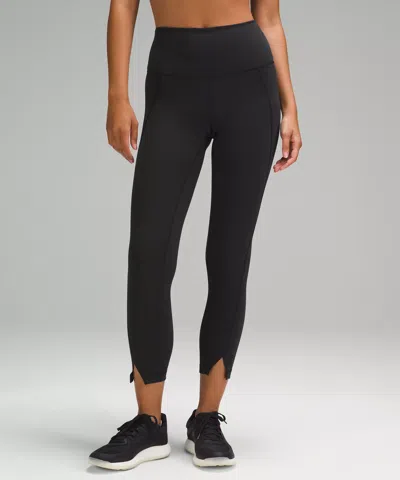 Lululemon Wunder Train High-rise Leggings 25" Hem Slit In Black